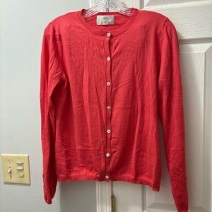 Allude Red Cotton/Cashmere Cardigan Sweater Size Medium
